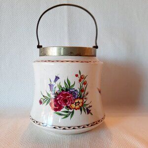 Palissy England Biscuit Jar, Floral Pattern with Hummingbird